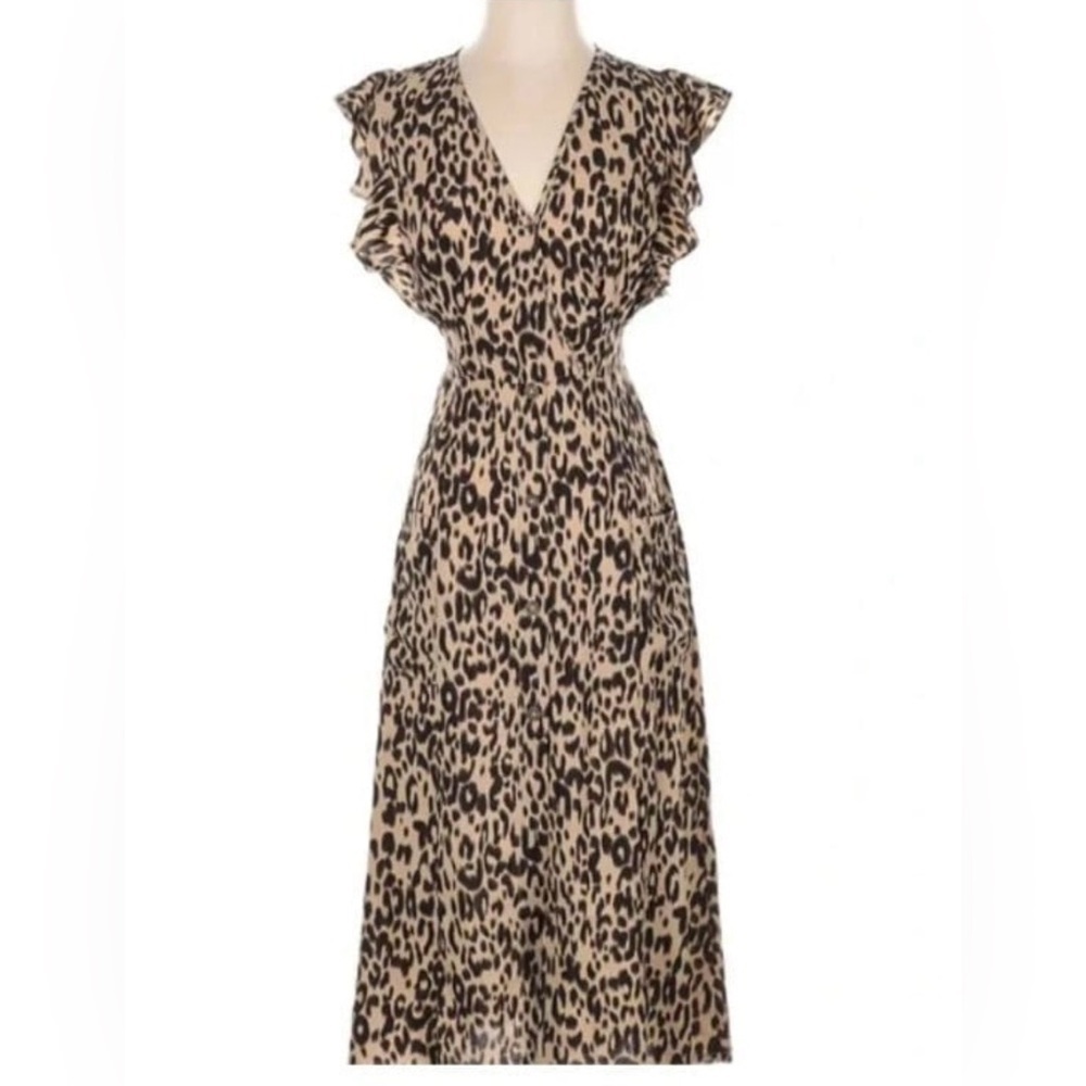 Sienna Sky Leopard‎ Print Button Front Midi Dress XS